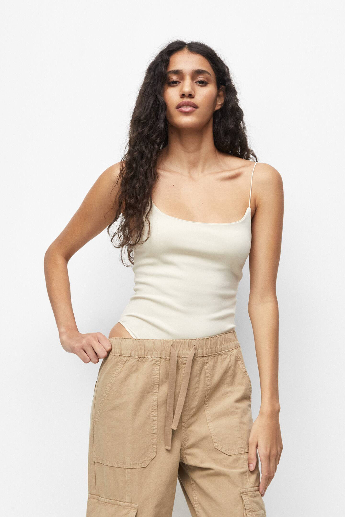 Basic spaghetti strap bodysuit | PULL and BEAR UK