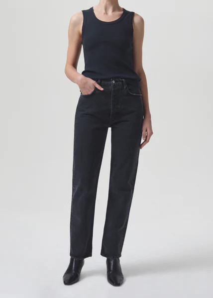 90's Pinch Waist High Rise Straight in Black Tea | AGOLDE