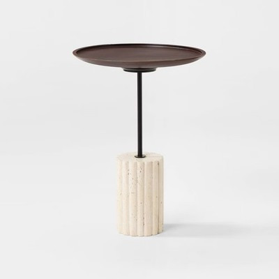 Travertine Accent Table with Black Top - Threshold designed with Studio McGee | eBay US