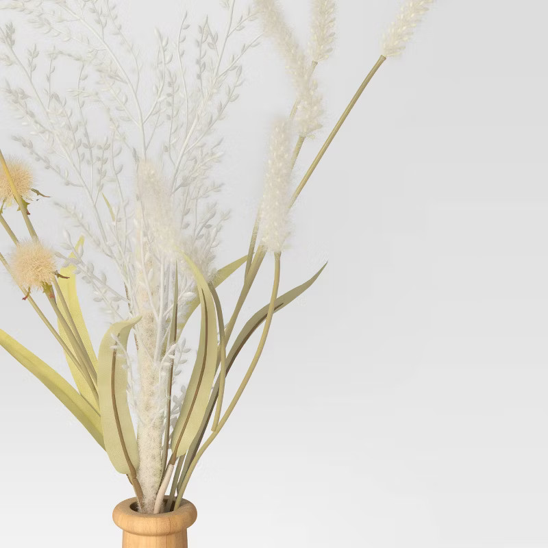 Grass with Wheat in Pot Wood Vase Arrangement - Threshold™ | Target