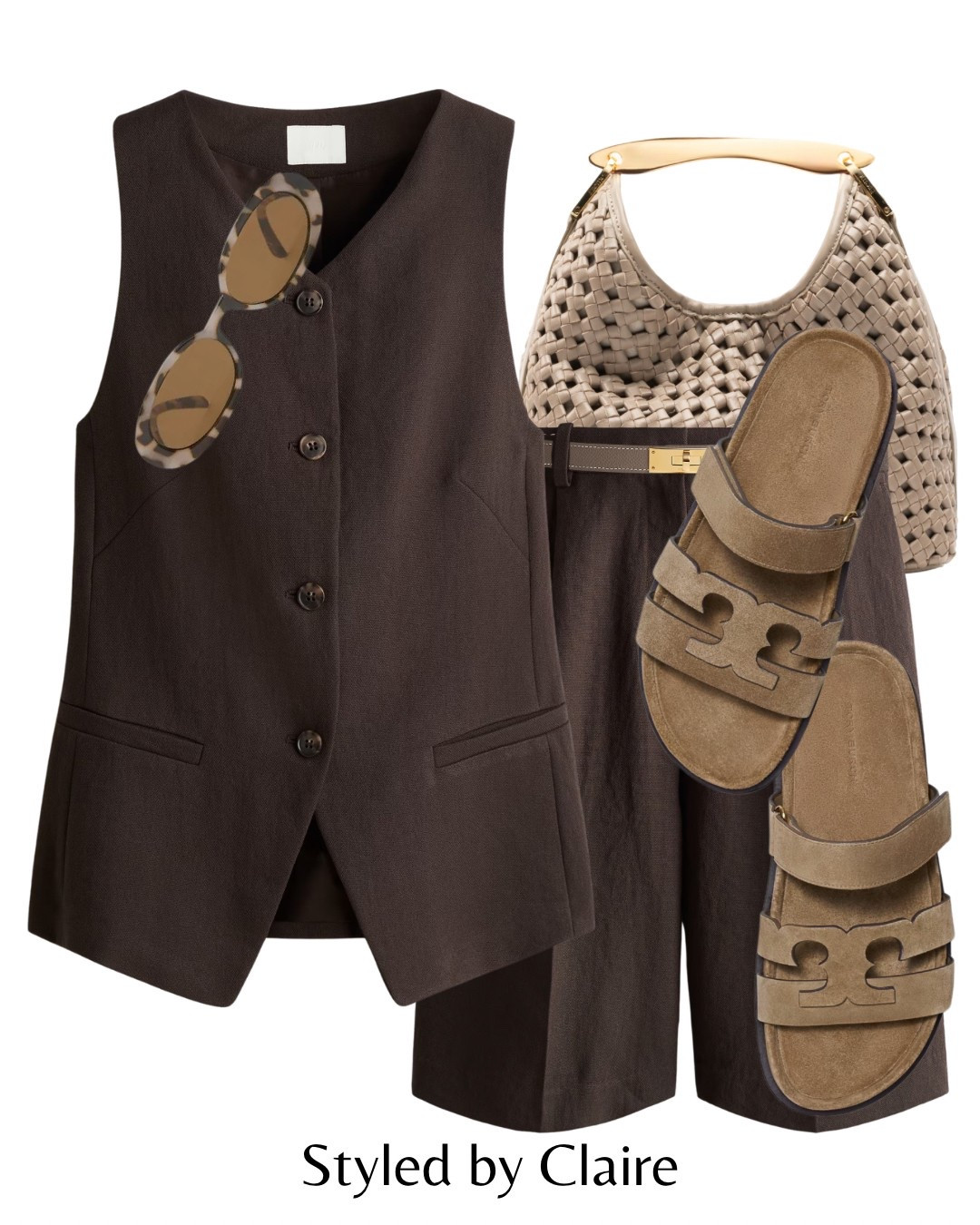 Brown & taupe suit styling🤎
USE CODE CS20 for discount at Elleme
Tags: H&M long waistcoat Bermuda style shorts belt Tory Burch sandals suede beige leather neutral tan woven raffia bag sunglasses fashion summer chic city break outfit ideas Dubai Barcelona st tropez

#LTKsummer #LTKstyletip