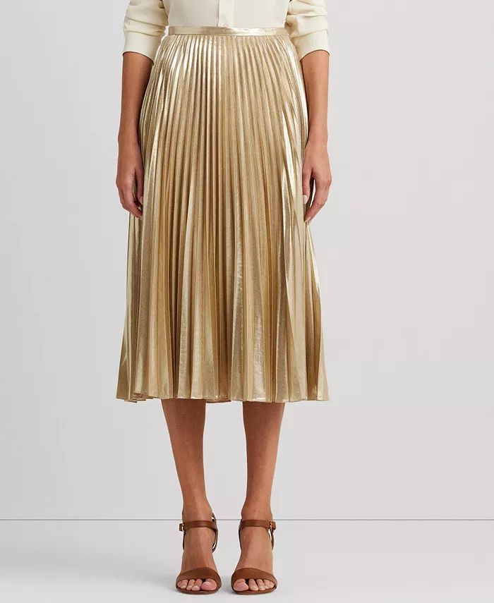 Lauren Ralph Lauren Women's Pleated Metallic Chiffon Skirt - Macy's | Macy's