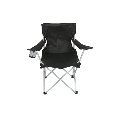 Ozark Trail Basic Quad Folding Outdoor Camp Chair with Cup Holder, Black, Outdoor | Walmart (US)