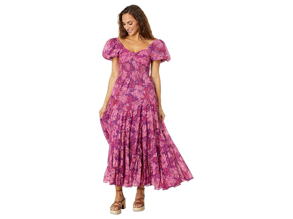 Free People Short Sleeve Sundrenched (Magenta Combo) Women's Dress | Zappos