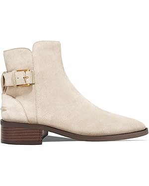 Coutgo Womens Flat Ankle Boots Low Heel Booties Chunky Stacked Pointed Toe Buckle Fall Western Dr... | Amazon (US)