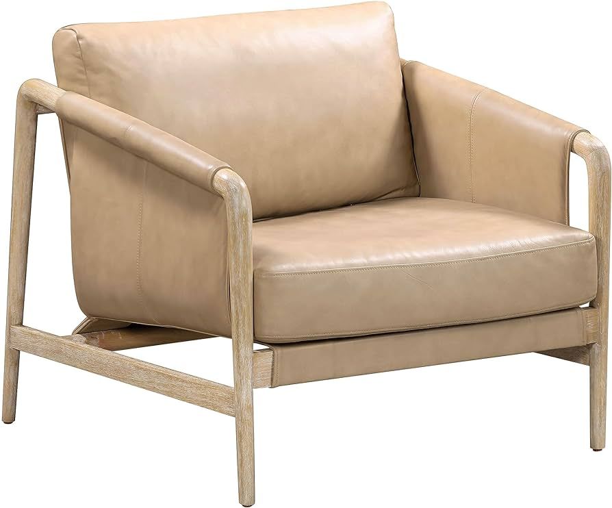 Tov Furniture Chakka Tan Genuine Leather Accent Chair | Amazon (US)