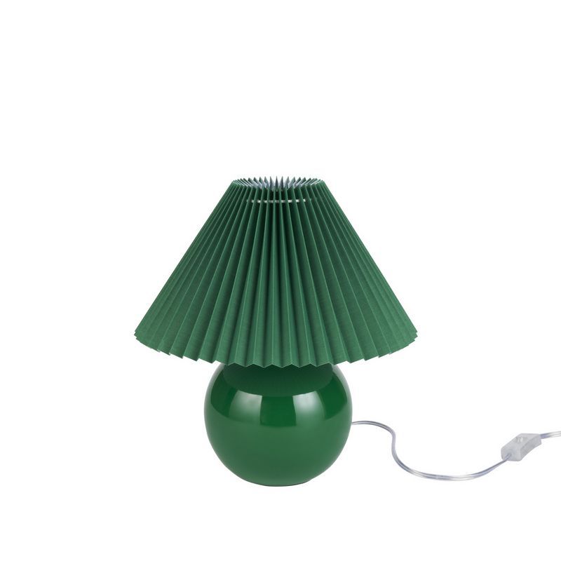 Nourison 13" Green Ceramic Round Accent Lamp with Pleated Shade | Target