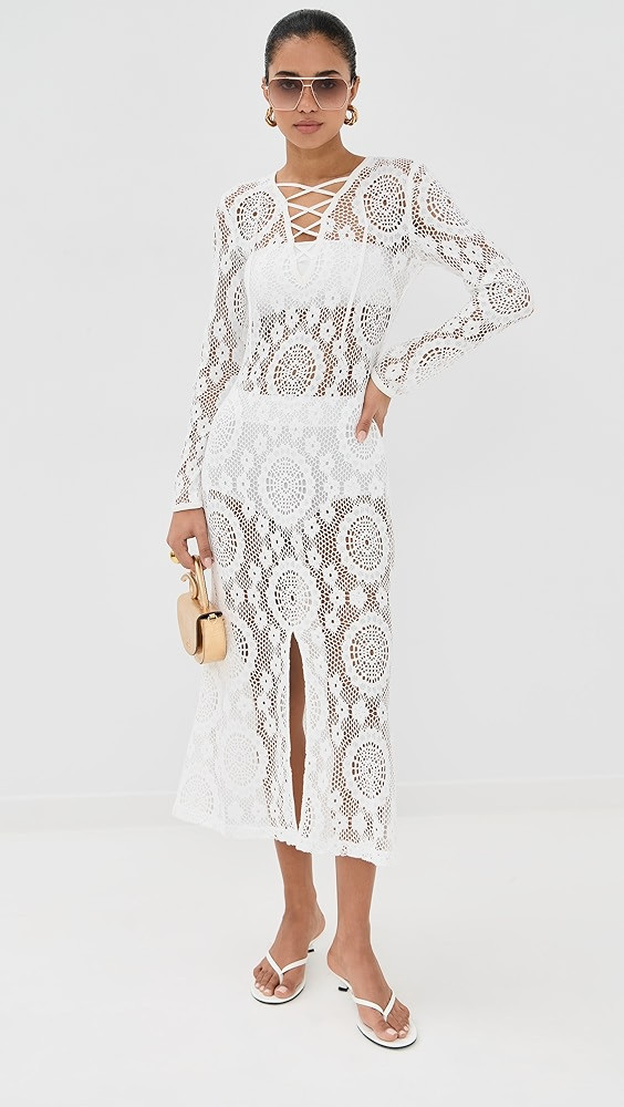 Hawthorne Long Sleeve Lace Up Midi Dress | Shopbop