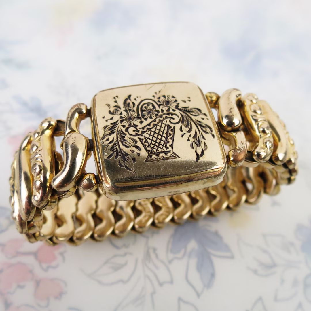 Vintage Expansion Gold Filled Friendship Sweetheart Bracelet Cornucopia Basket of Flowers America... | Etsy (US)