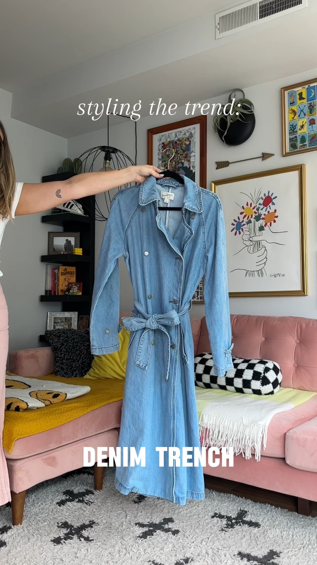 1 denim trench, 8 ways! Wearing a small in the trench!