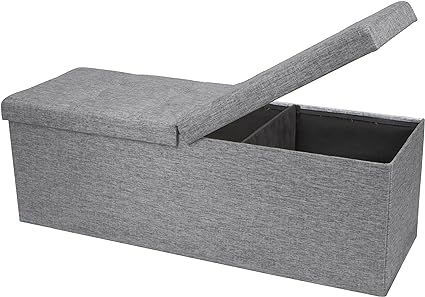 Otto & Ben Folding Toy Box Chest with Smart Lift Top Linen Fabric Ottomans Bench Foot Rest for Be... | Amazon (US)
