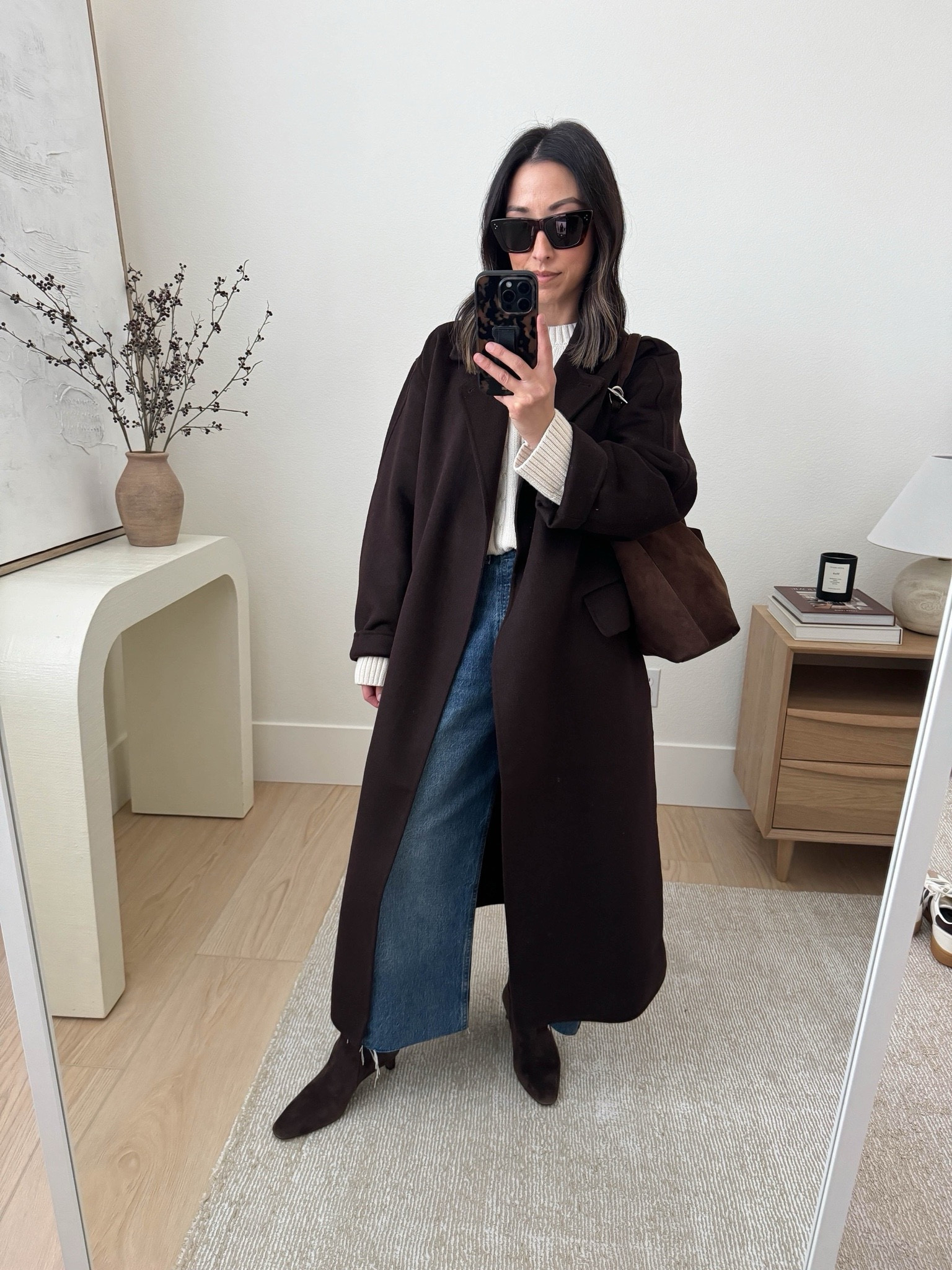 Banana Republic coat- Runs long without lining. But I love it! So comfy to wear. 

Banana Republic coat petite xs
Gap sweater petite xs
AGOLDE jeans 25. Cut hems
Madewell Dime booties 5.5
Little Lifftner hobo bag in dark brown
Celine sunglasses

Fall fashion, fall outfits, winter outfits, coats, boots, petite style 



#LTKSeasonal #LTKHoliday #LTKSaleAlert