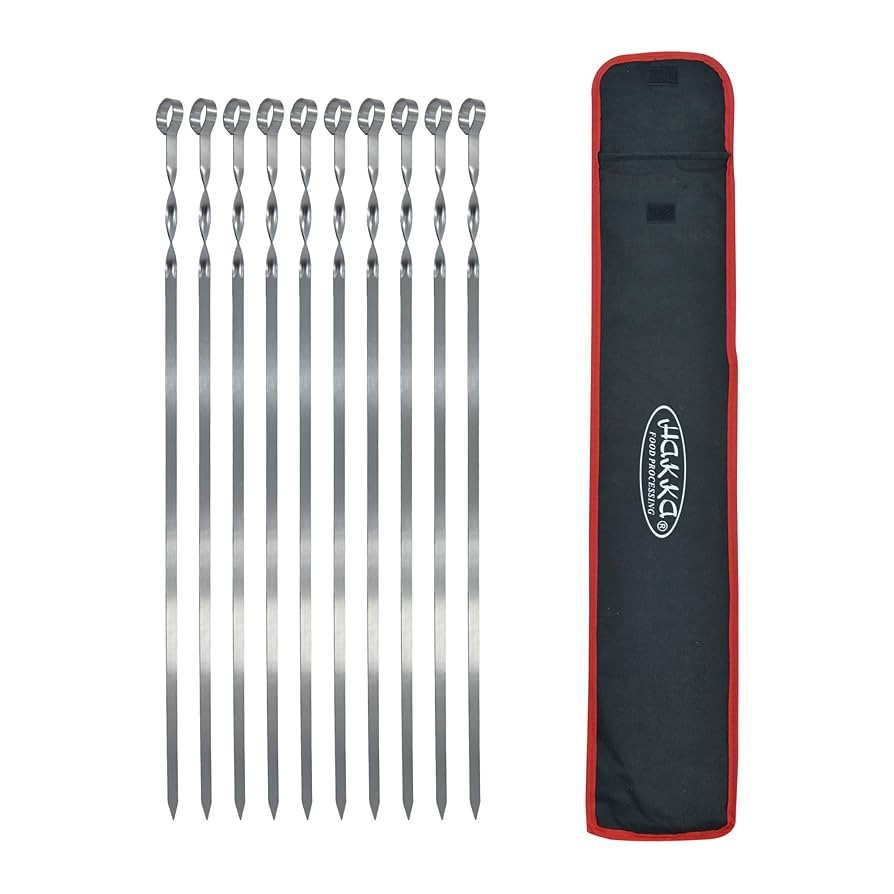 Hakka Stainless Steel Barbecue Skewers, 23" Heavy Duty Metal Skewers Large Wide Grilling Reusable... | Amazon (US)