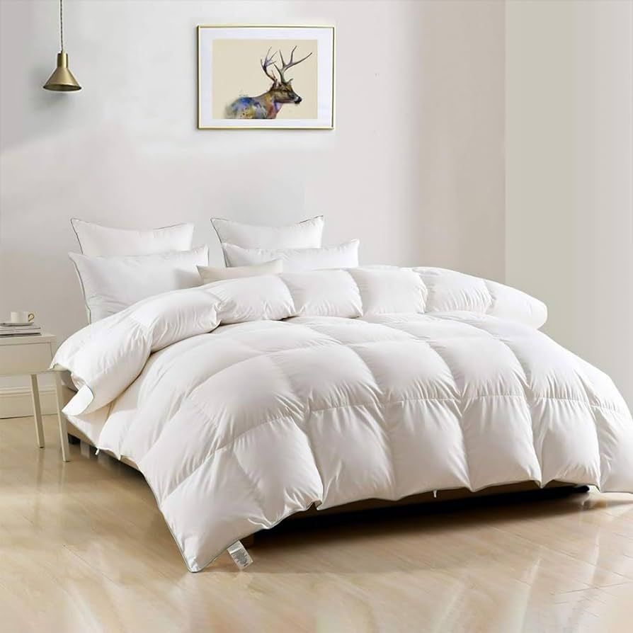 DWR Luxury King Goose Feathers Down Comforter, Ultra-Soft Egyptian Cotton Cover, 750 Fill Power M... | Amazon (US)