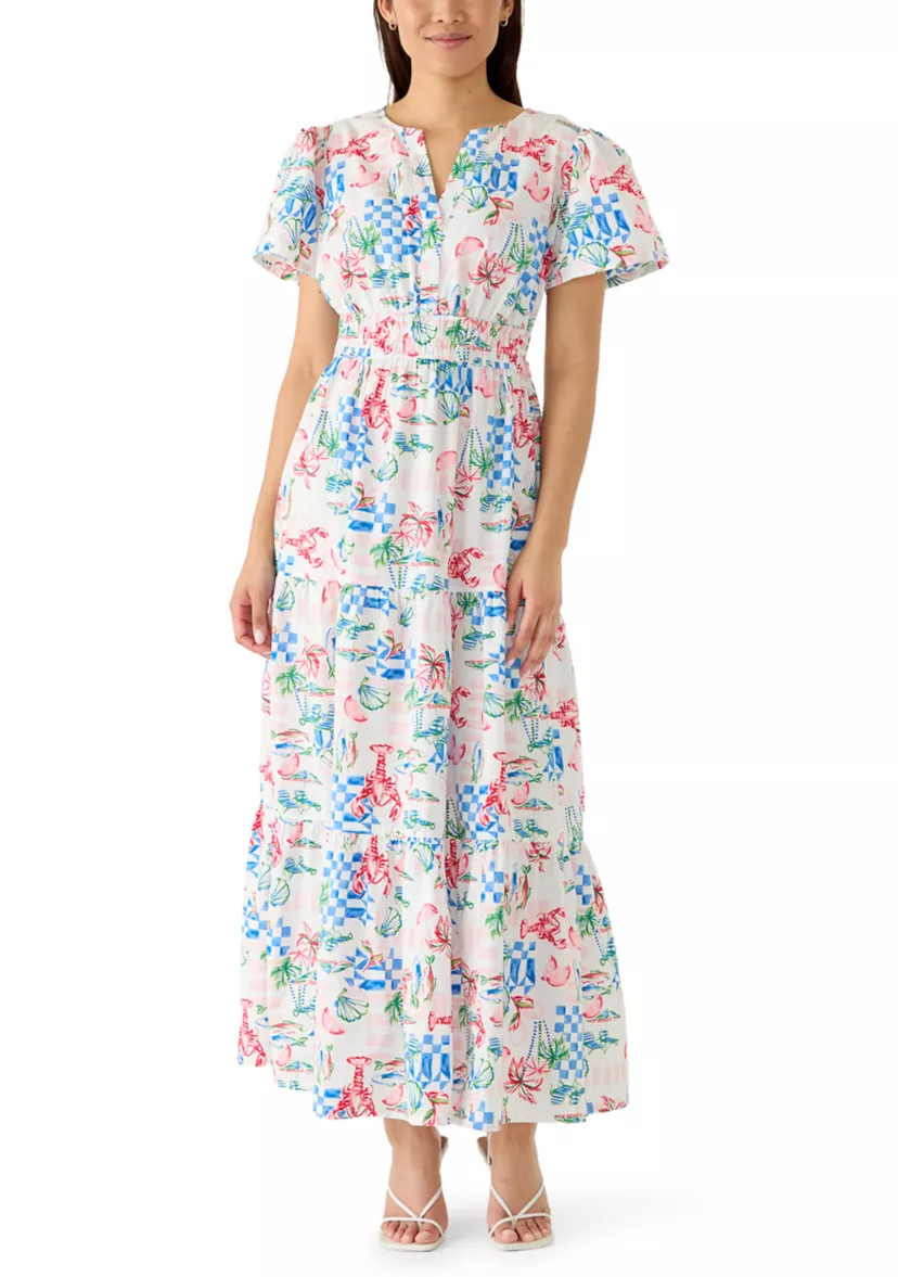Women's Short Sleeve Smocked Waist Midi Dress | Belk
