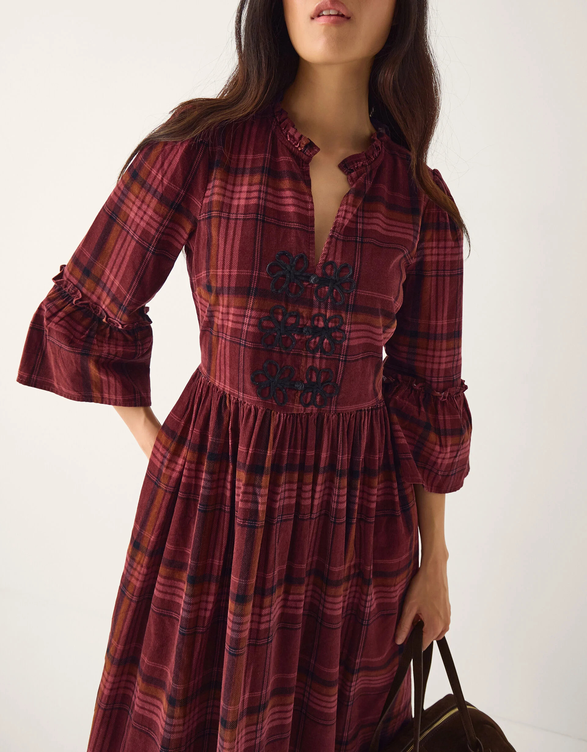 Charly Check Corduroy Midi Dress Red | Monsoon (UK)