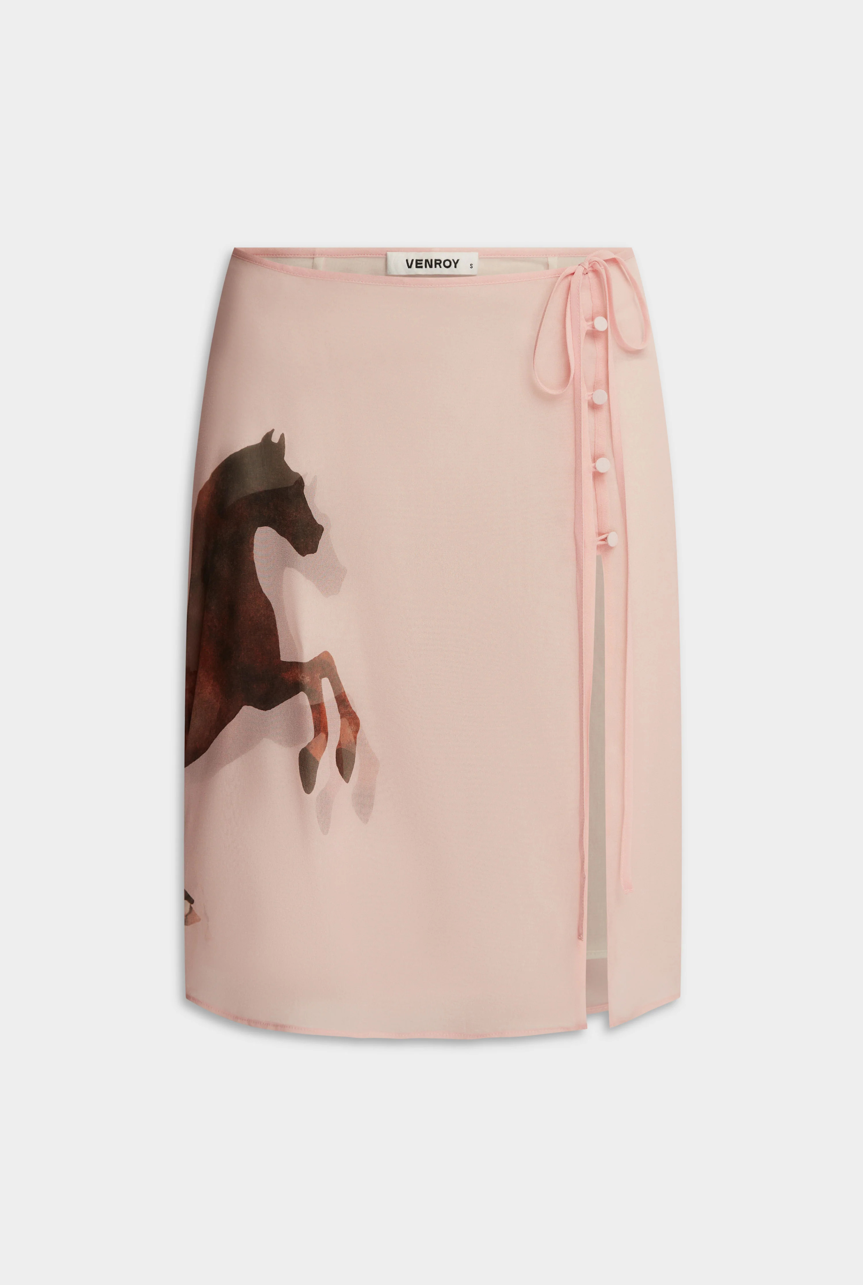 Womens Layered Silk Skirt in Pink/Horse Stamp | Venroy | Venroy AU