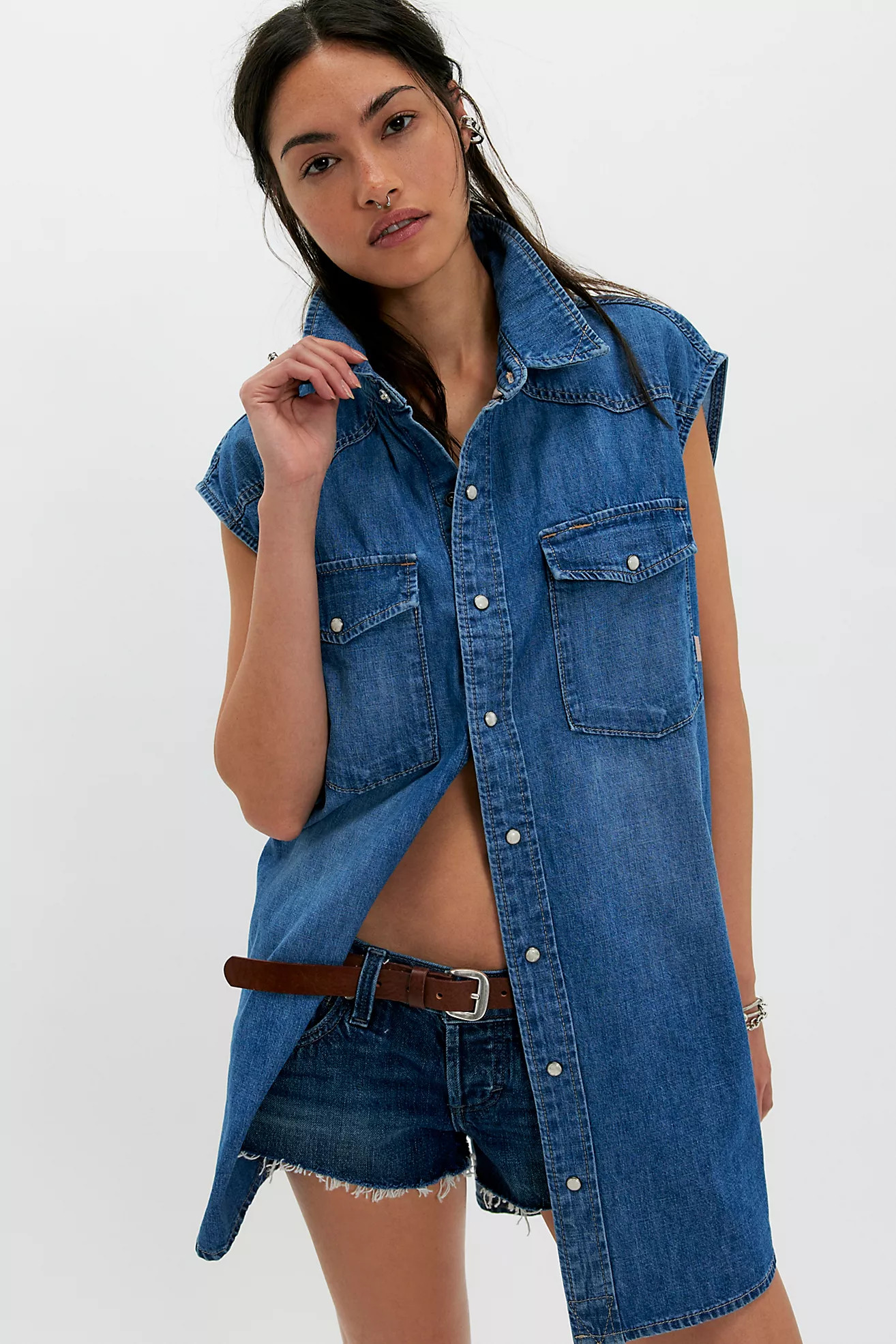 We The Free Sadie Denim Top | Free People (Global - UK&FR Excluded)