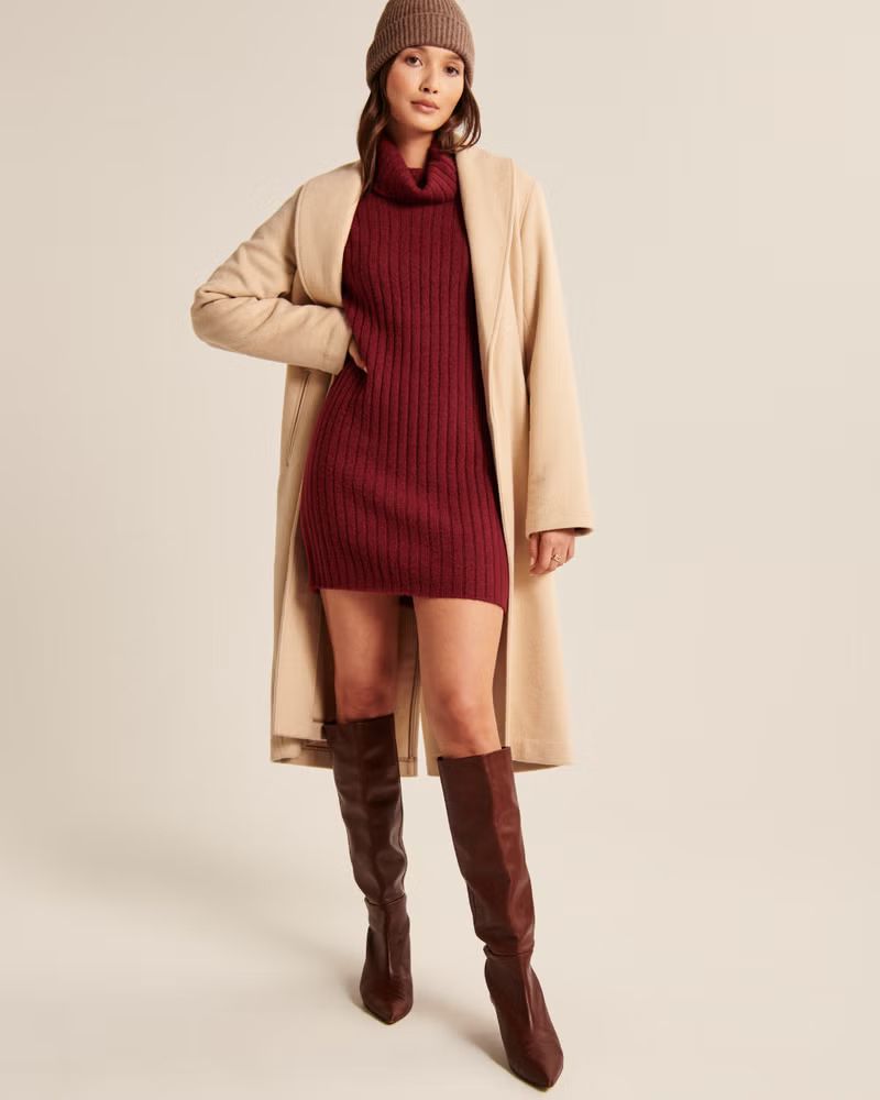 Easy-Fitting Turtleneck Sweater Dress | Abercrombie & Fitch (US)