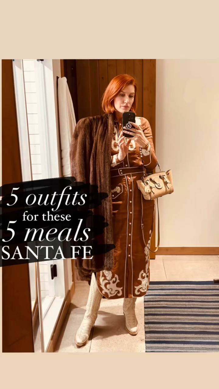 OUTFITS & ORDERS 🍽️ 
What to wear and eat in Santa Fe

A big part of why I chose to stay at @bishopslodgeauberge @aubergeresorts is because the food is incredible. I mentioned this in a previous post- we eat at home for every meal in our “normal” life so with vacations, we take our meals and reservations seriously 🏆
The first night that we arrived, I hosted a family dinner on site at the Skyfire restaurant at @bishopslodgeauberge @aubergeresorts. We ordered nearly every dish and shared most of it family style. The staff was so patient and helpful with the kids, so knowledgeable about the food that we were eating and overall a big upgrade to our meal. Even if you don’t stay here, you 100% need to come eat, drink and hang out here. The atmosphere, staff, food and drinks are top. Don’t forget to drink two Holy Margaritas for me 😜

My next favorite was @geronimosantafe - located on the street with all of the art galleries, it is inside of an adobe home. It is super hard to get reservations so make that a top priority. The finish out is nice and nooky and the food is incredible. We took a 5:30 reservation and spent the evening there.
My number three was The Compound, also located in the art street. We ate there for lunch and the food was wonderful. The staff was fine and the atmosphere was interesting - I liked the art - for sure keep this one on your top three list. 
Another lunch, this time more casual, was @cafe_pasquals right off the Plaza. Baxter especially loves it and it was on all rec lists from friends. Go early, put your name on the list, and shop for the hour plus wait. 
Let’s talk breakfast- we ate at @bishopslodgeauberge every morning- either their grab and go or Skyfire for more of a group meal/ fun drinks kind of morning. Breakfast, lunch and dinner on site is all wonderful. 

Save this post to remember the best restaurants and orders in Santa Fe, plus what to wear to each! 


#LTKtravel #LTKover40 #LTKworkwear