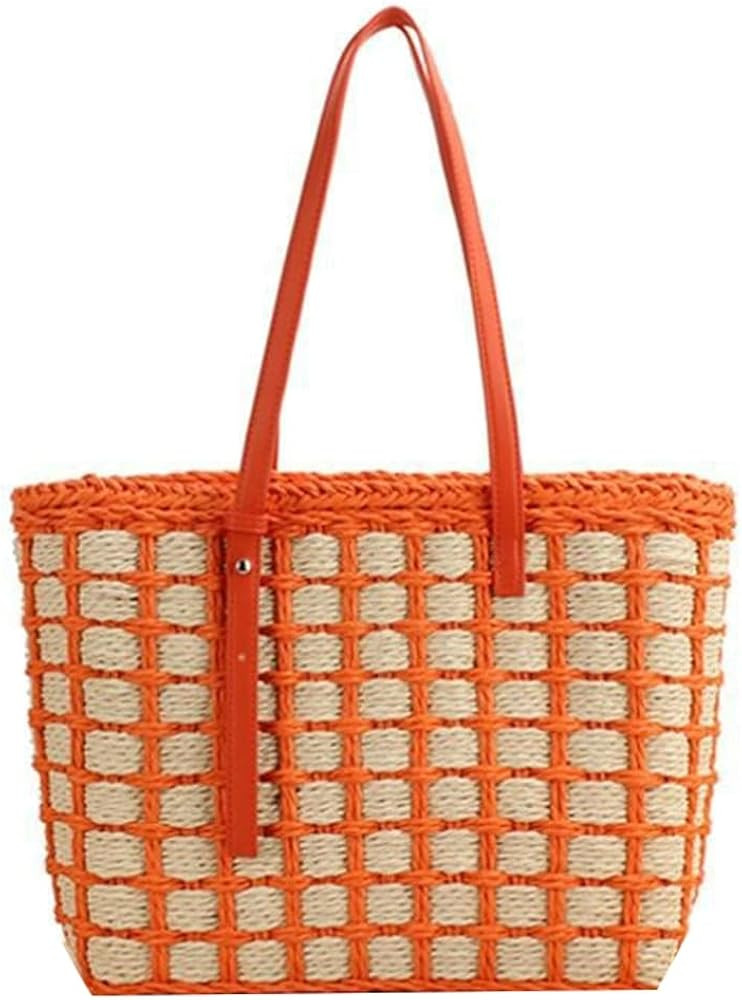 Amazon.com: Summer Chic Casual Straw Bag Trendy Women Straw Purse Fashion Shopping Tote Bag Handm... | Amazon (US)