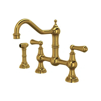 Edwardian™ Perrin and Rowe® Double Handle Provence Bridge Kitchen Faucet with Lever Handle | Wayfair North America
