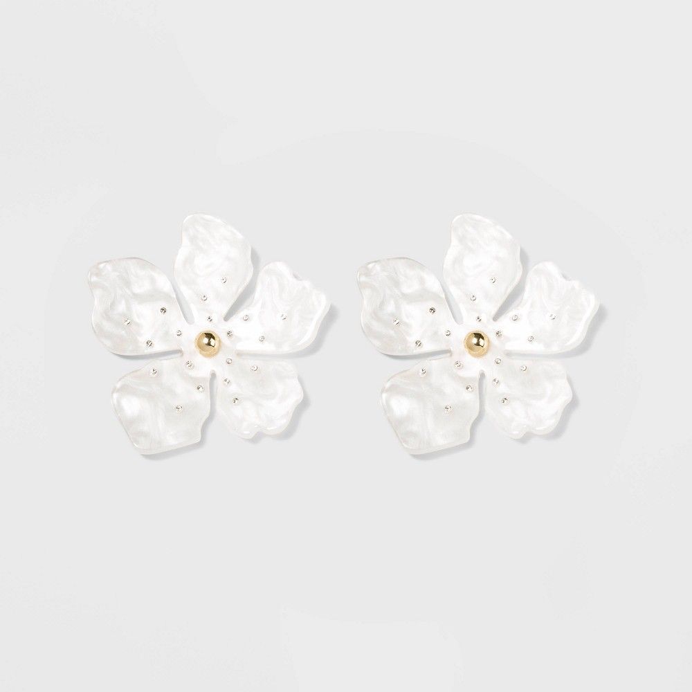 SUGARFIX by BaubleBar Resin Flower Drop Earrings - White, Women's | Target
