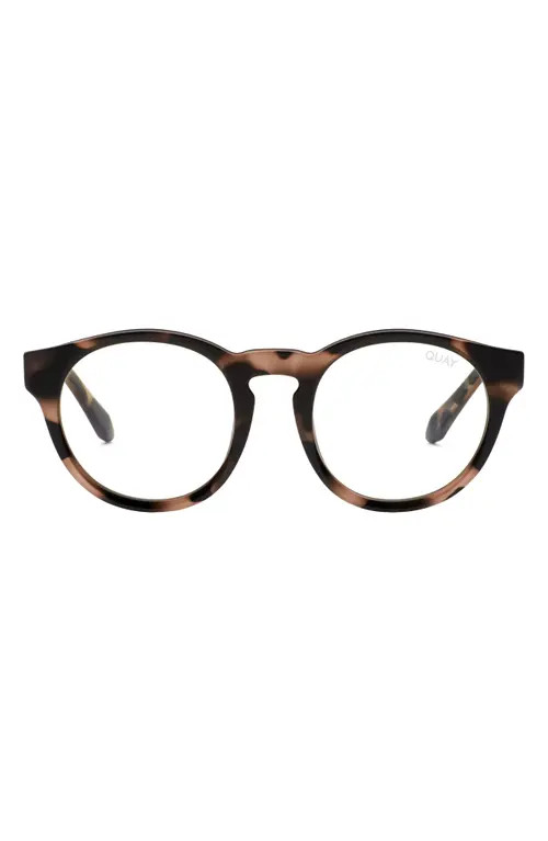 Quay Australia Fully Aware 49mm Round Blue Light Blocking Reading Glasses in Milky Tortoise /Clear a | Nordstrom