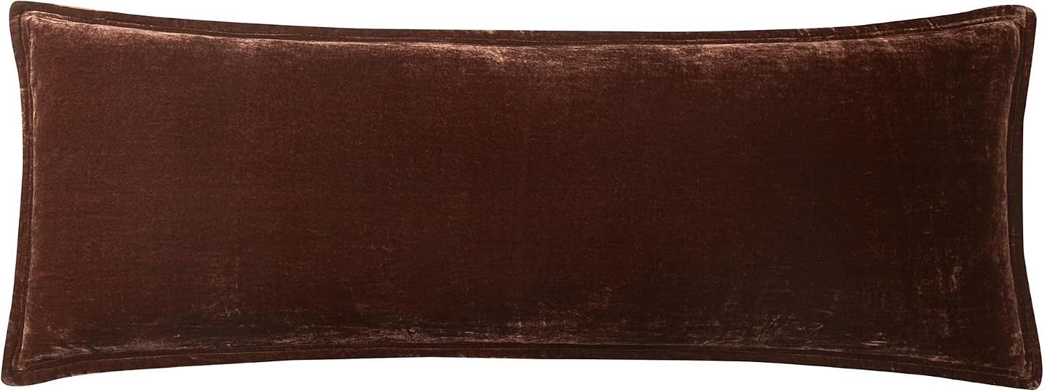 HiEnd Accents Stella Faux Silk Velvet Copper Brown Long Lumbar Pillow | Amazon (US)