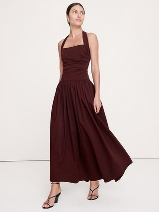 Stretch-Cotton Halter Maxi Dress | Banana Republic (US)