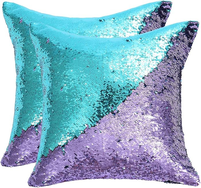 SquarePie Reversible Sequin Pillow Covers Set of 2, Flip Sequin Decorative Pillowcases, Magic Sub... | Amazon (US)