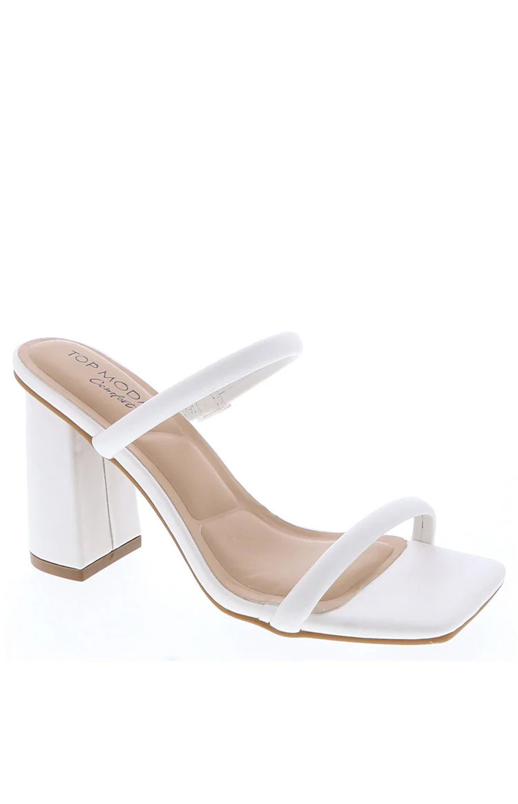 Roxi White PU Strappy Mule Heels | Beginning Boutique | Beginning Boutique (US)