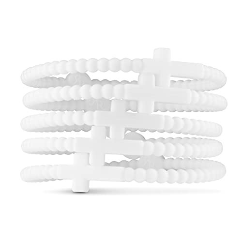 Ryan & Rose Jesus Bracelets - Cross Silicone Bracelet (White, Medium) | Amazon (US)