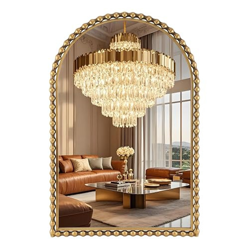 CAVINHOME 24x36 Inch Arched Wall Mirror with Bold Antique Gold Beaded Frame, Decorative Vintage Mirror for Living Room, Entryway or Fireplace Mantel, Bathroom Wall Decor Mirror | Amazon (US)
