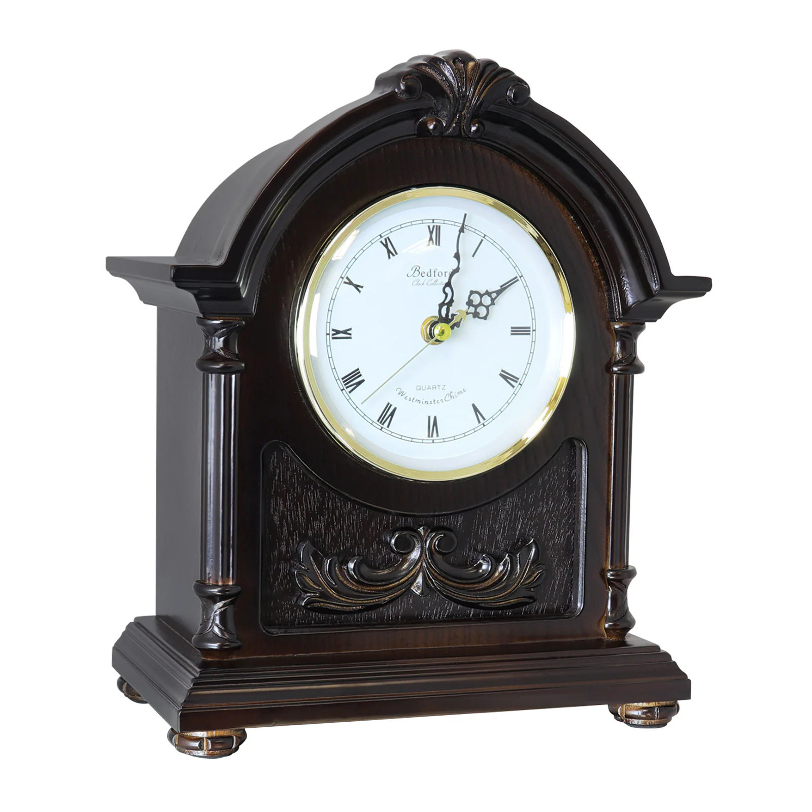 Bedford Clock Collection Wood Mantel Clock with Chimes one_size in Brown | 96293896M | Lowe's