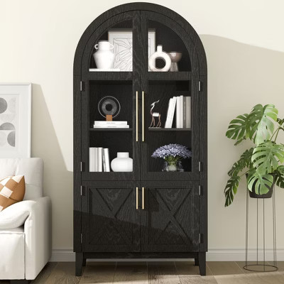 Unikito Arched Shaped Decorative Storage Cabinet, Black, 74.3“*36”*17.5“ | Target