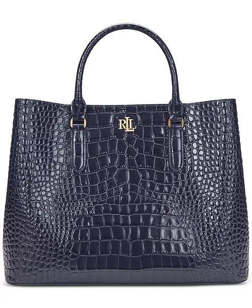 Marcy Large Embossed Leather Satchel Bag | Macy's