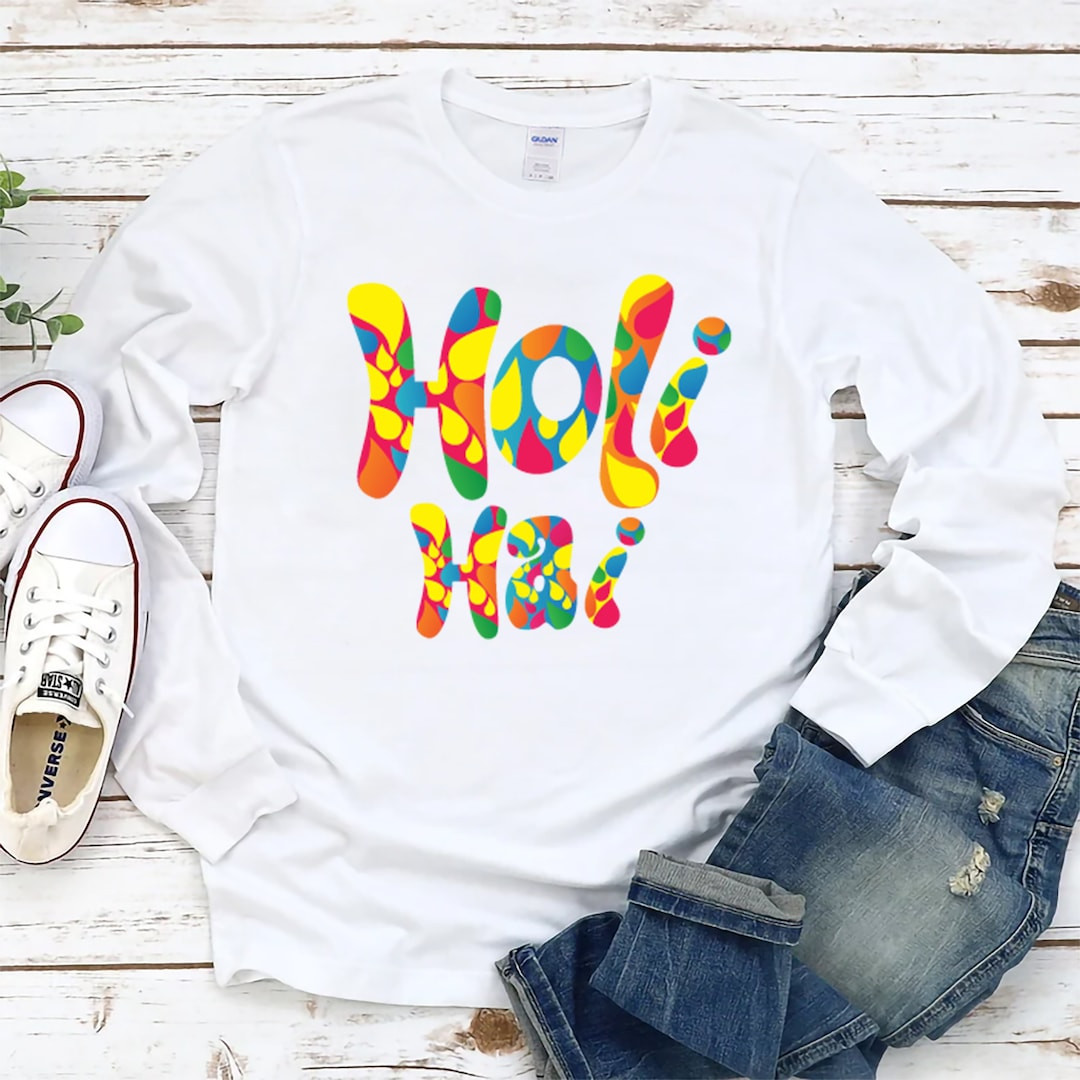 Happy Holi Family Long Sleeve T-shirt, Hindu Spring Unisex Long Sleeve Shirt, Happy Holi Color Sh... | Etsy (US)