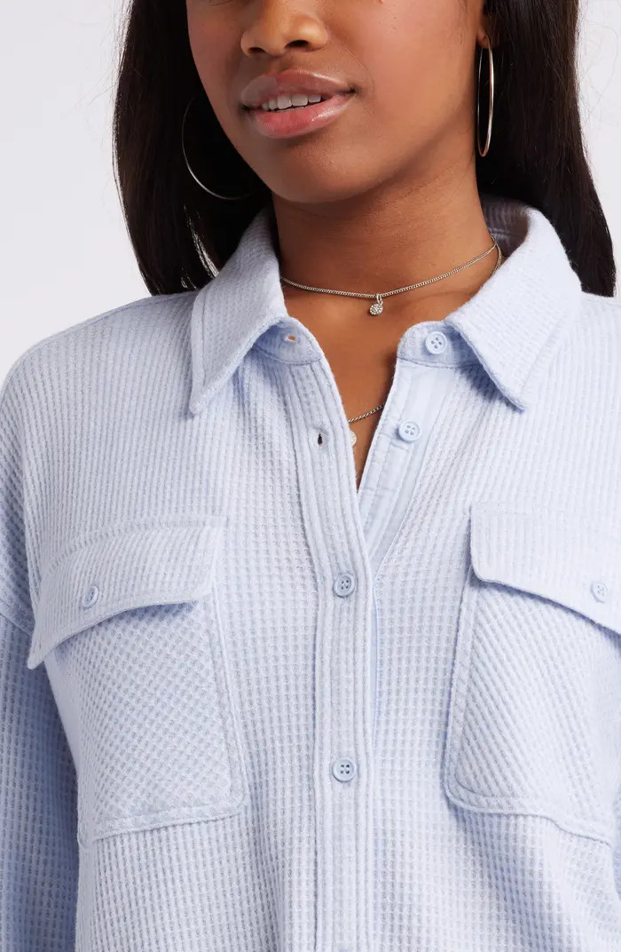 Oversize Thermal Knit Button-Up Shirt | Nordstrom