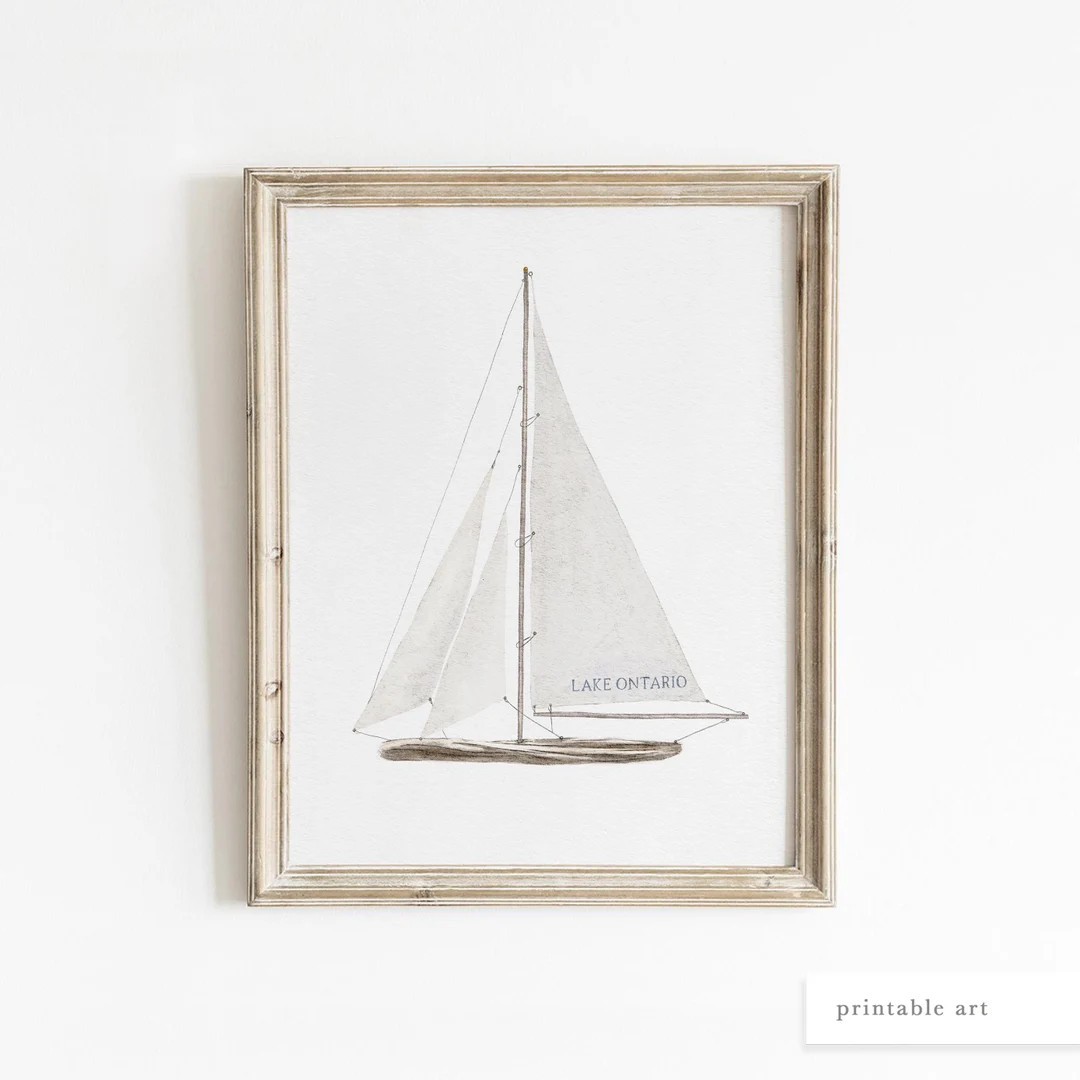 Watercolor Sailboat Print Coastal Wall Art Printable Art - Etsy | Etsy (US)