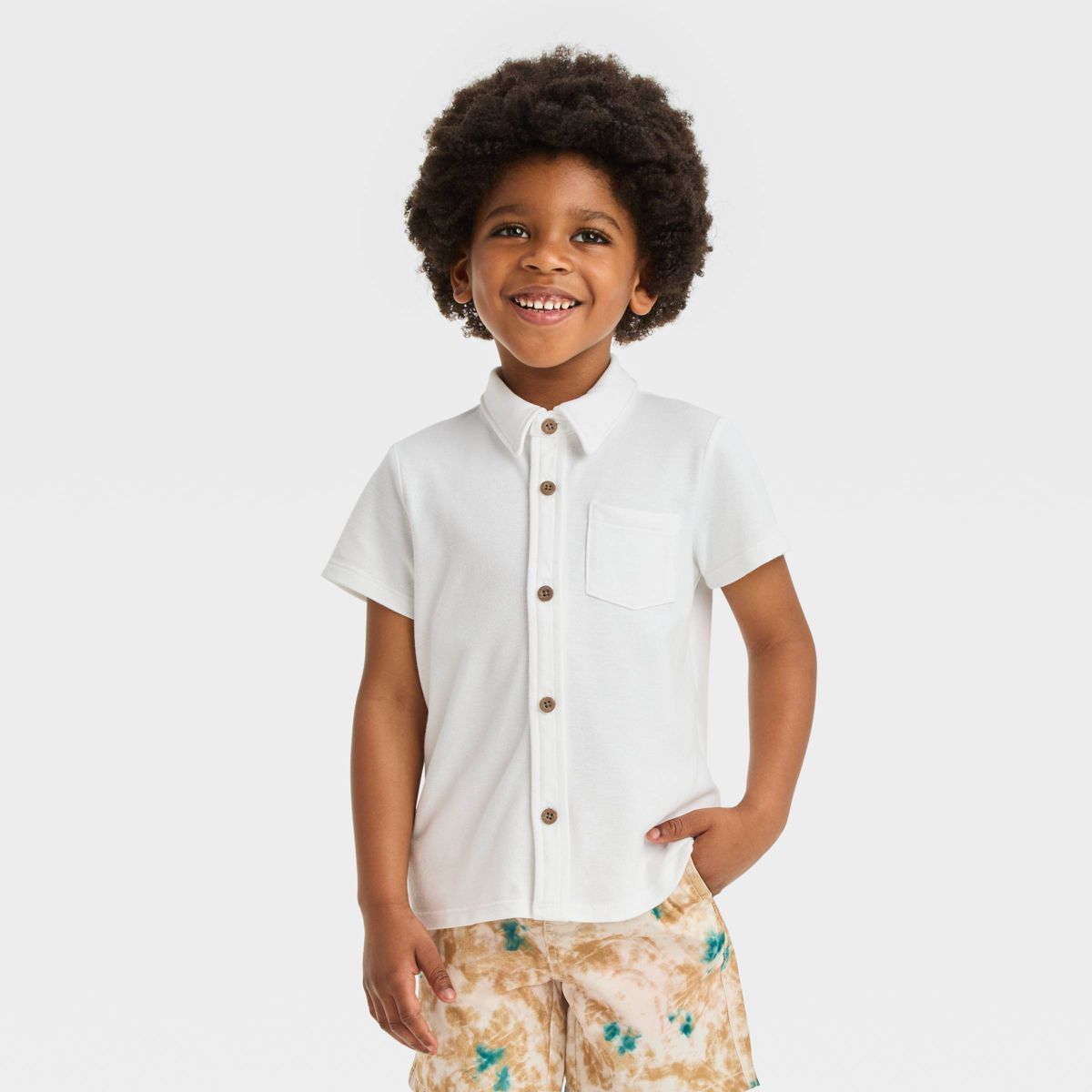 Toddler Boys' Pique Knit Shirt - Cat & Jack™ White 18M | Target