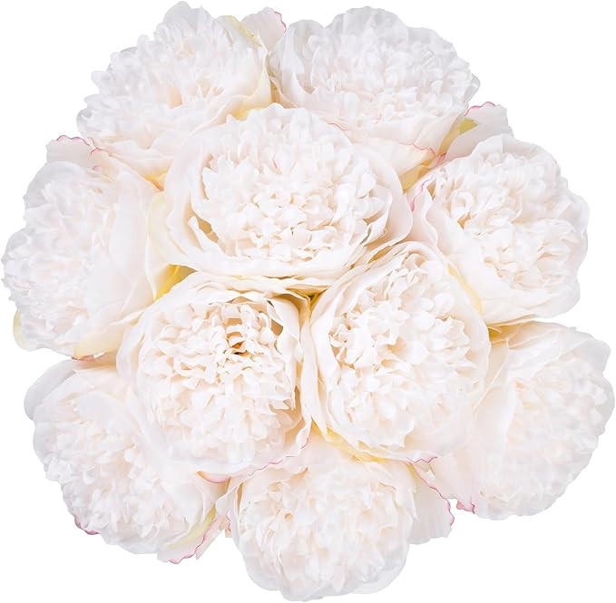 U'Artlines 2 Bouquet 10 Heads Artificial Peony Silk Flower Leaf Home Office Wedding Party Festiva... | Amazon (US)