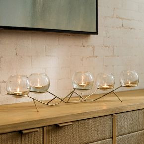 Brass & Glass Globe Votive Centerpiece | West Elm (US)