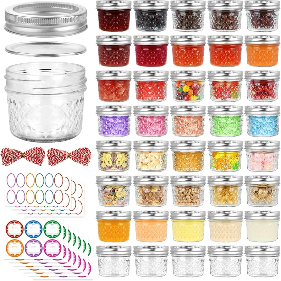 40 Pack 4 oz Mason Jars with Regular Lids and Bands, Small Canning Jars, Mini Glass Jars for Jell... | Amazon (US)