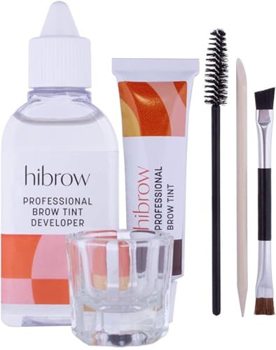 Hi Brow Professional Tinting Kit - Eyebrow Dye Full Size Set - 15ml Tint, 50ml Tint Developer, Glass Mixing Dish, Dual End Brush, Mascara Wand, Orange Wood Stick (Dark Brown) | Amazon (UK)