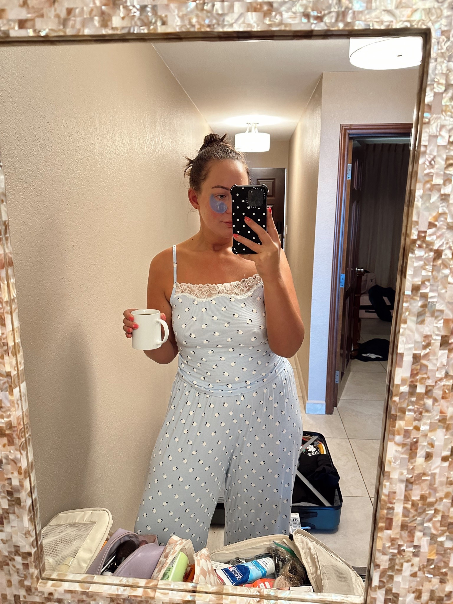 Aerie pajamas - literally so cozy!! I do with they came in long lengths but the cropped is okay for pajamas for me! Wearing large! 

Aerie style
Aerie real
Aerie matching set
Aerie pajama set