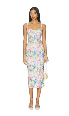 MINKPINK Celina Mesh Midi Dress in Watercolour Floral from Revolve.com | Revolve Clothing (Global)