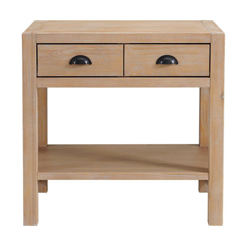 Arden 2 Drawer Wood Nightstand with Open Shelf Light Driftwood - Alaterre Furniture | Target