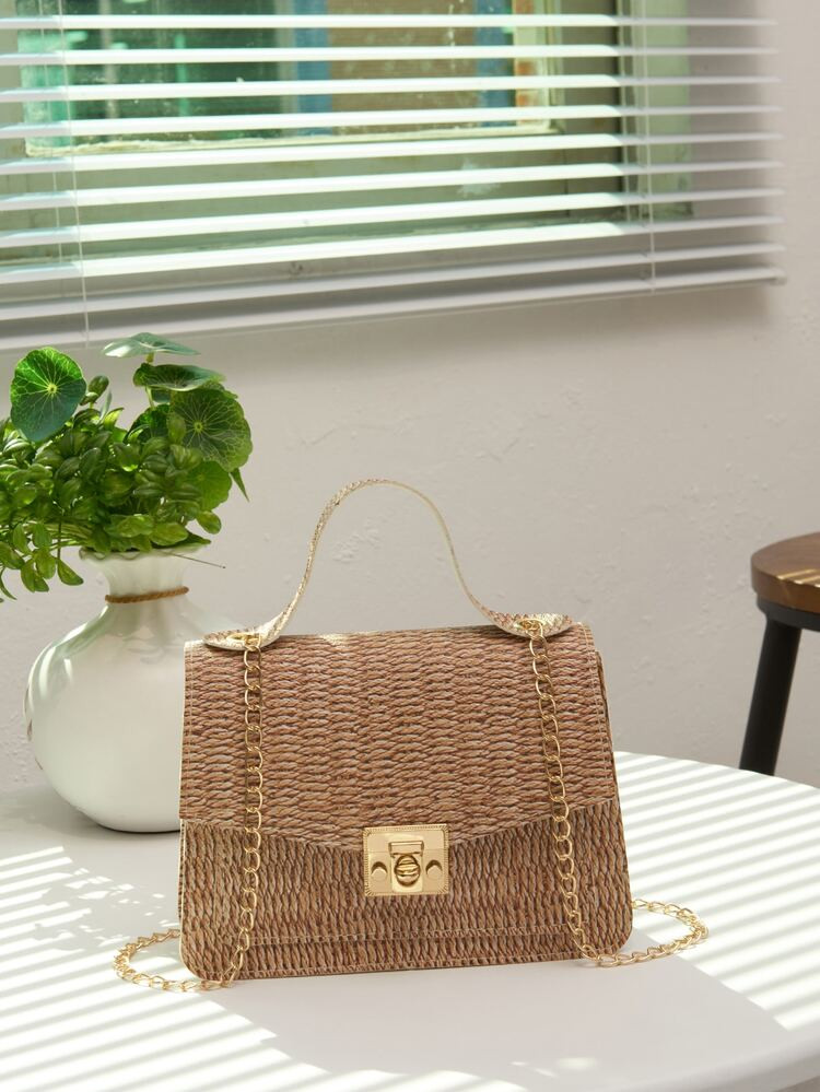 Minimalist Straw Design Satchel Bag | SHEIN