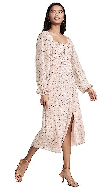 Liza Long Sleeve Smocked Midi Dress | Shopbop